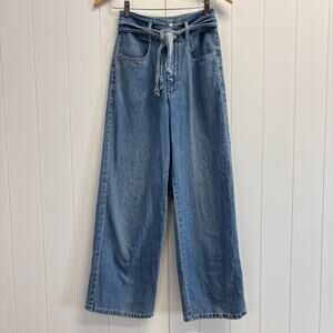 Y2K Guess Womens Skater Wide Leg Grunge Boho Indie Belted Jeans Size 26 USA Soft